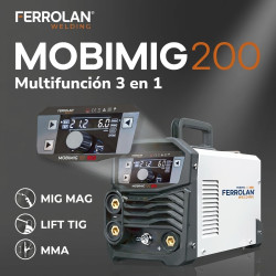 KIT MOBIMIG 200 LED SINERGICA 3 EN 1+ TORCHA MIG + REGULADOR ARGÓN FE050 - FERROLAN WELDING