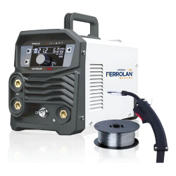 KIT MOBIMIG 120 LED SINERGICA 3 EN 1+ TORCHA MIG + ROLLO 1KG FLUX -FERROLAN WELDING