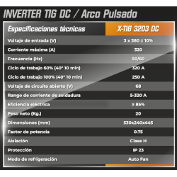 Equipo X-TIG 3203 DC PULSE LCD Encendido por Alta Frecuencia