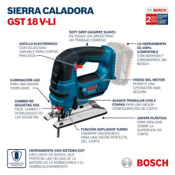 Sierra Caladora GST 18V-LI B Professional Bare Tool - Bosch
