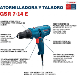 Taladro Atornillador Bosch GSR 7-14 E 400W