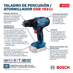 Taladro Percutor Atornillador Bosch GSB 183-LI 18V
