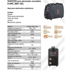 EQUIPO SOLDADORA MMA INVERTER AXO X-ARC 2001 CEL