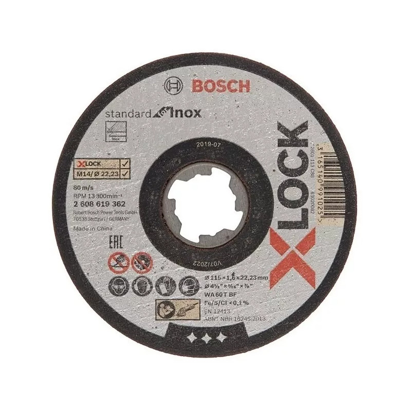 Disco De Corte Amoladora 115 X 1,6 Mm Bosch X-lock Metales