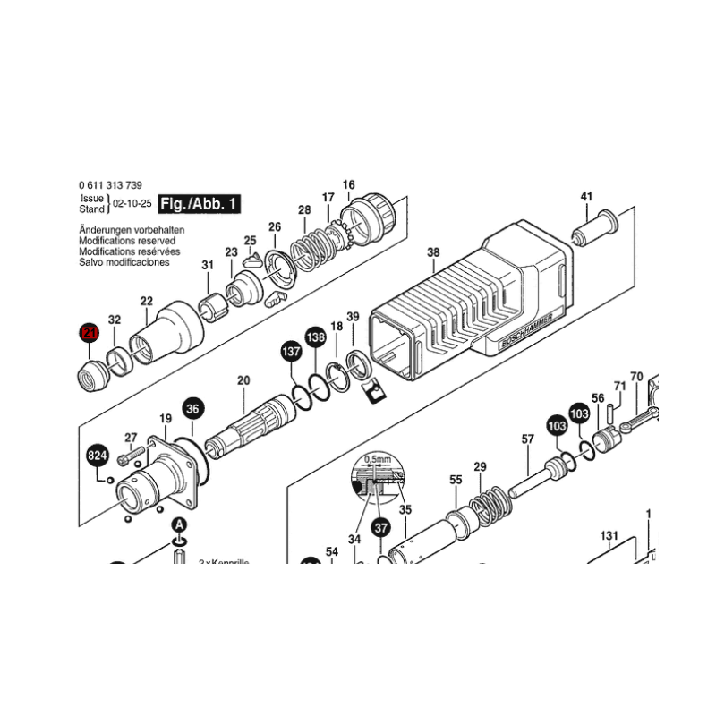 Kabel Knickschutz Tülle Gummi Ersatz Für Bosch GBH 5 DCE GBH 5