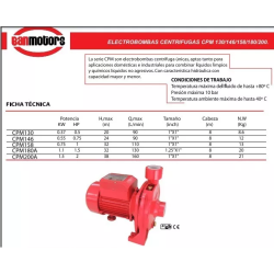 Bomba Centrifuga De Agua 1/2 Hp Banmotoros Cpm 130 90lts/min