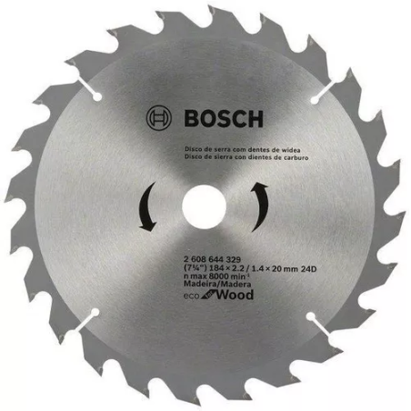 Disco Sierra Circular Para Madera 24 Dientes Bosch 7 1/4