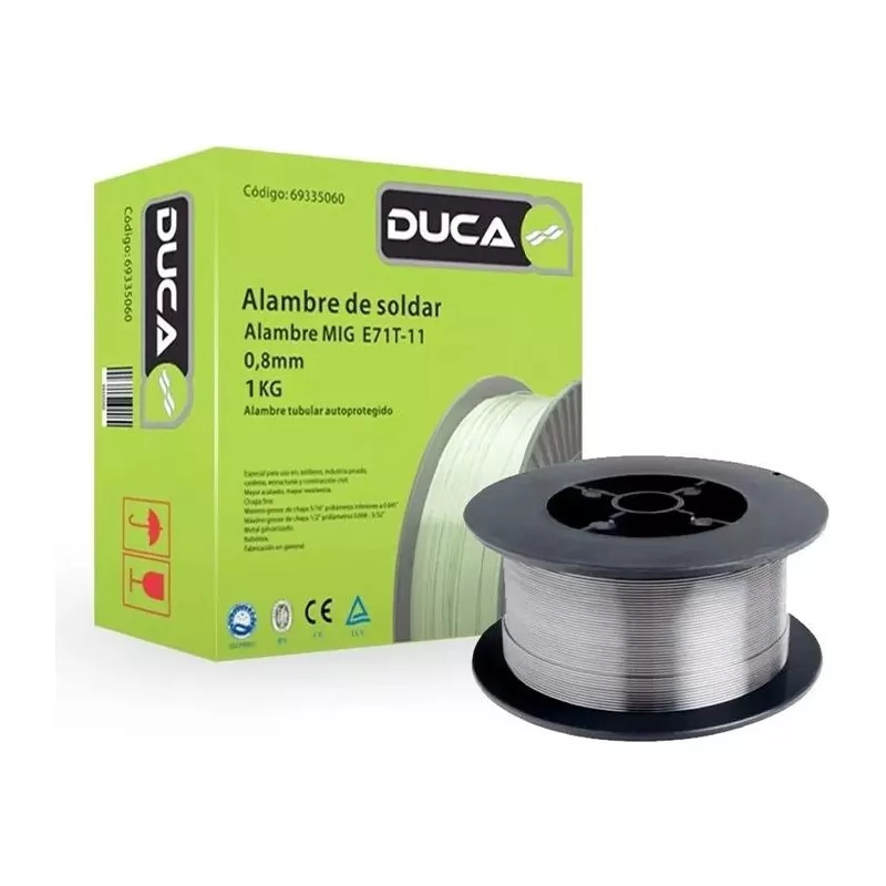 Rollo Alambre Flux Tubular 1 Kg Mig Para Soldar Sin Gas Duca