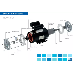 Motor Monofásico Weg 1.5 Hp 1500 Rpm 220v 50hz Ip21