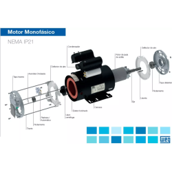 Motor Monofásico IP21 Carcasa de chapa - WEG  de 0,25CV 3000rpm 220V IP21 B48 B3