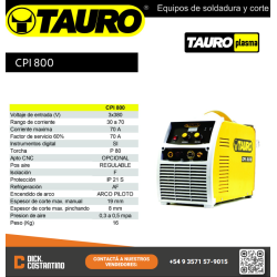 Equipo Plasma Tauro CPI 800 (corte max. 19 mm)